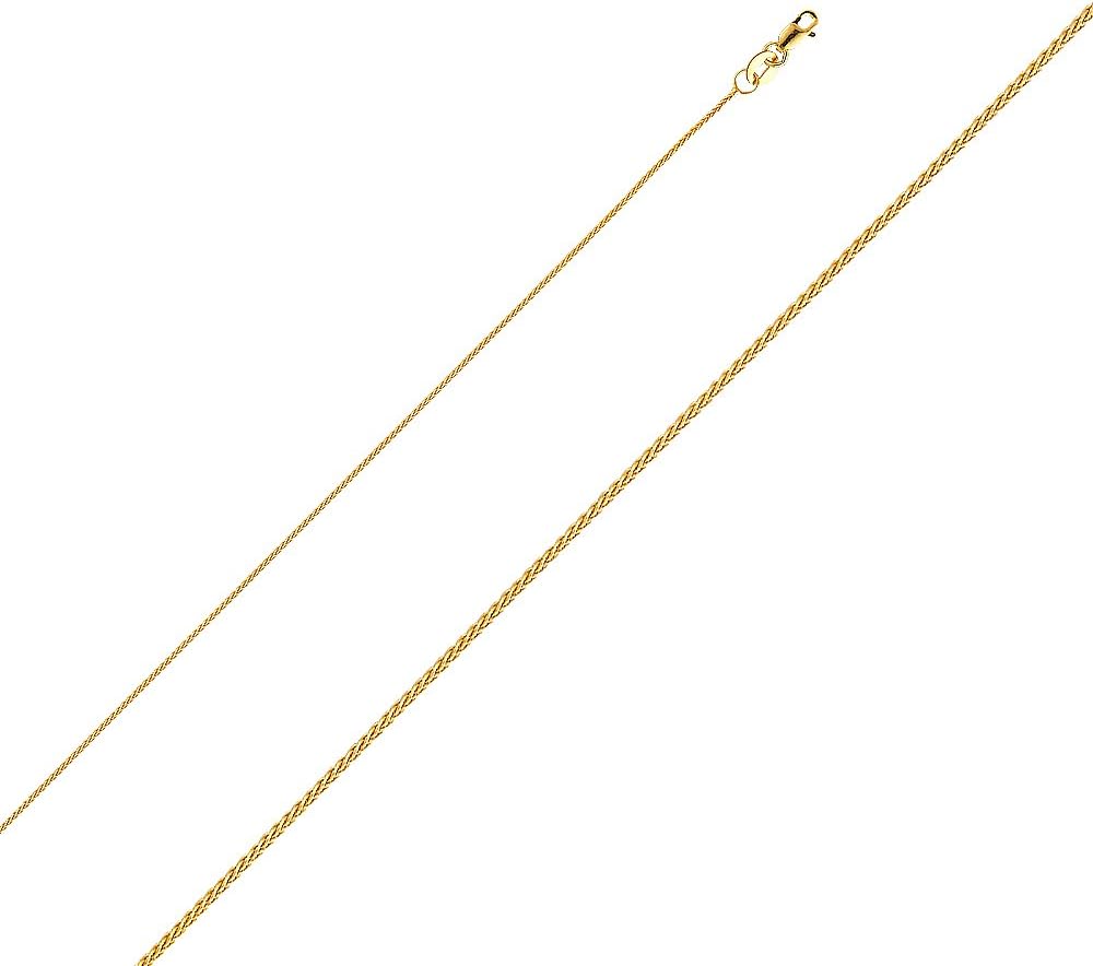 Ioka 14K Yellow Gold Lady Bug Colored Enamel Lucky Charm Pendant with 0.9mm Wheat Chain Necklace