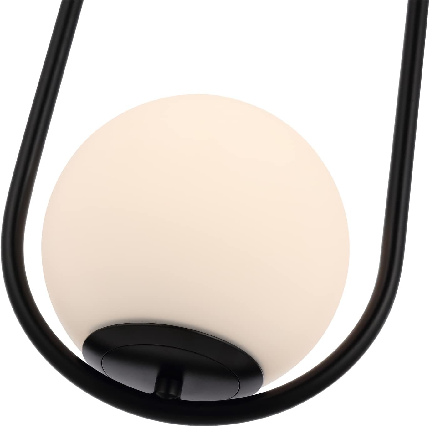 BYOLIIMA Modern Globe Pendant Light Mid Century Chandelier 1-Light Matte Black Ceiling Hanging Lighting Fixture with White Globe Glass Lampshade for Kitchen Island Dining Room Bedroom (2 Pack)