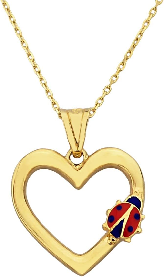 14K Real Solid Gold Heart Necklace for Women, Open Heart Dainty Charm Pendant, Christmas Birthday Gift for her mom girls, Handmade Jewelry
