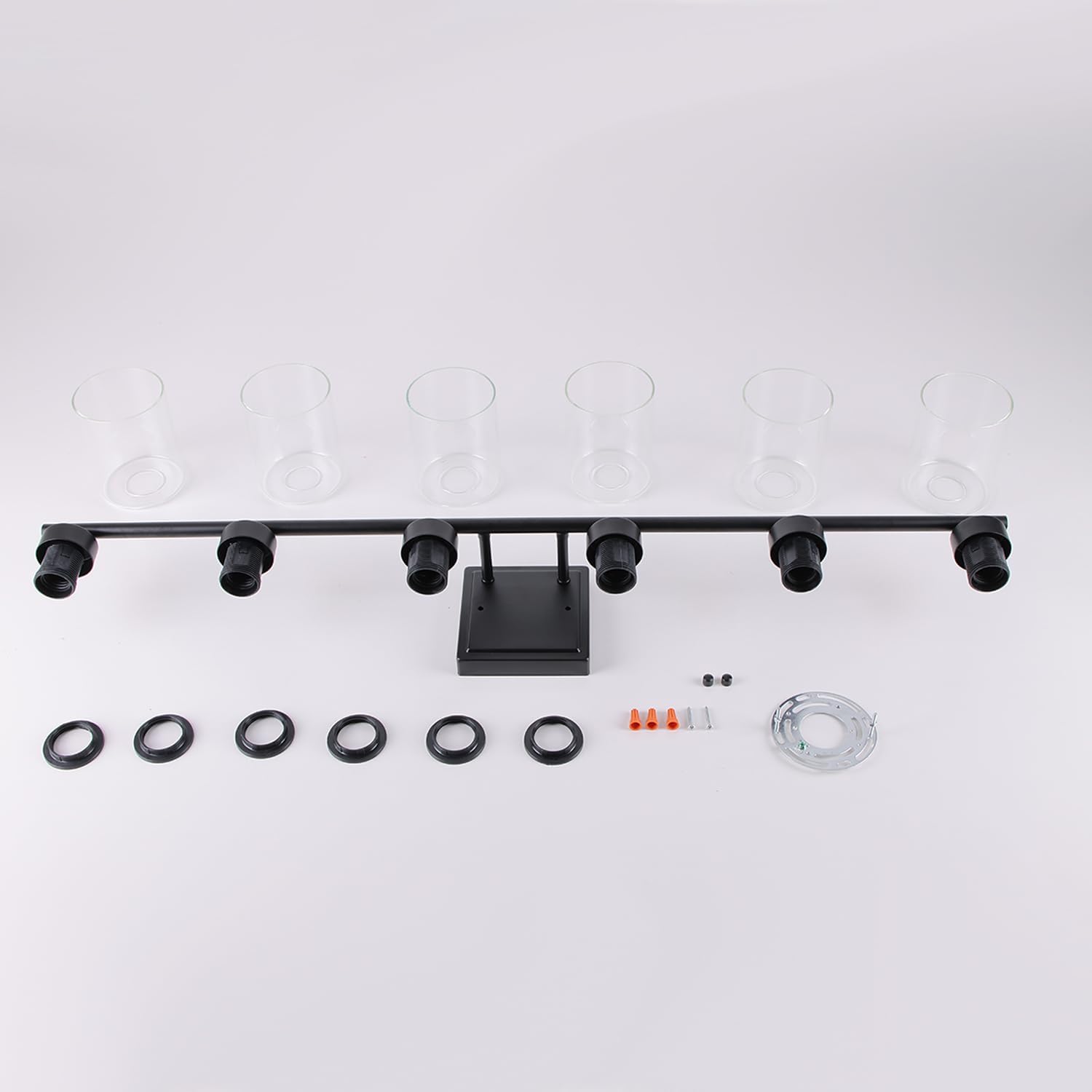 6 Light Bathroom Light Fixtures, 40 Inches Bathroom Lighting Fixtures Over Mirror, Black Vanity Light with Clear Glass Shades
