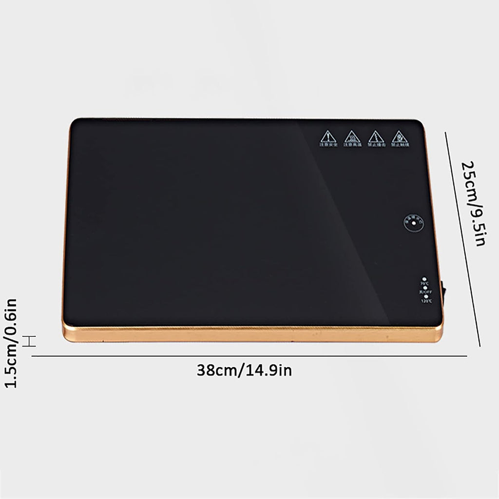 Plate Warmer Electric Food Warmer Plate Glass Warming Tray Electric Warming Tray Keeps Food Hot with AdjusTemperature Control Hot Plate for Buffets Parties Home Dinner