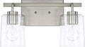 HomePlace Lighting 128521BN-449 Greyson Urban/Industrial Clear Seeded Glass Bathroom Vanity Wall Light, 2-Light 200 Total Watts, 9' H x 15' W, Brushed Nickel