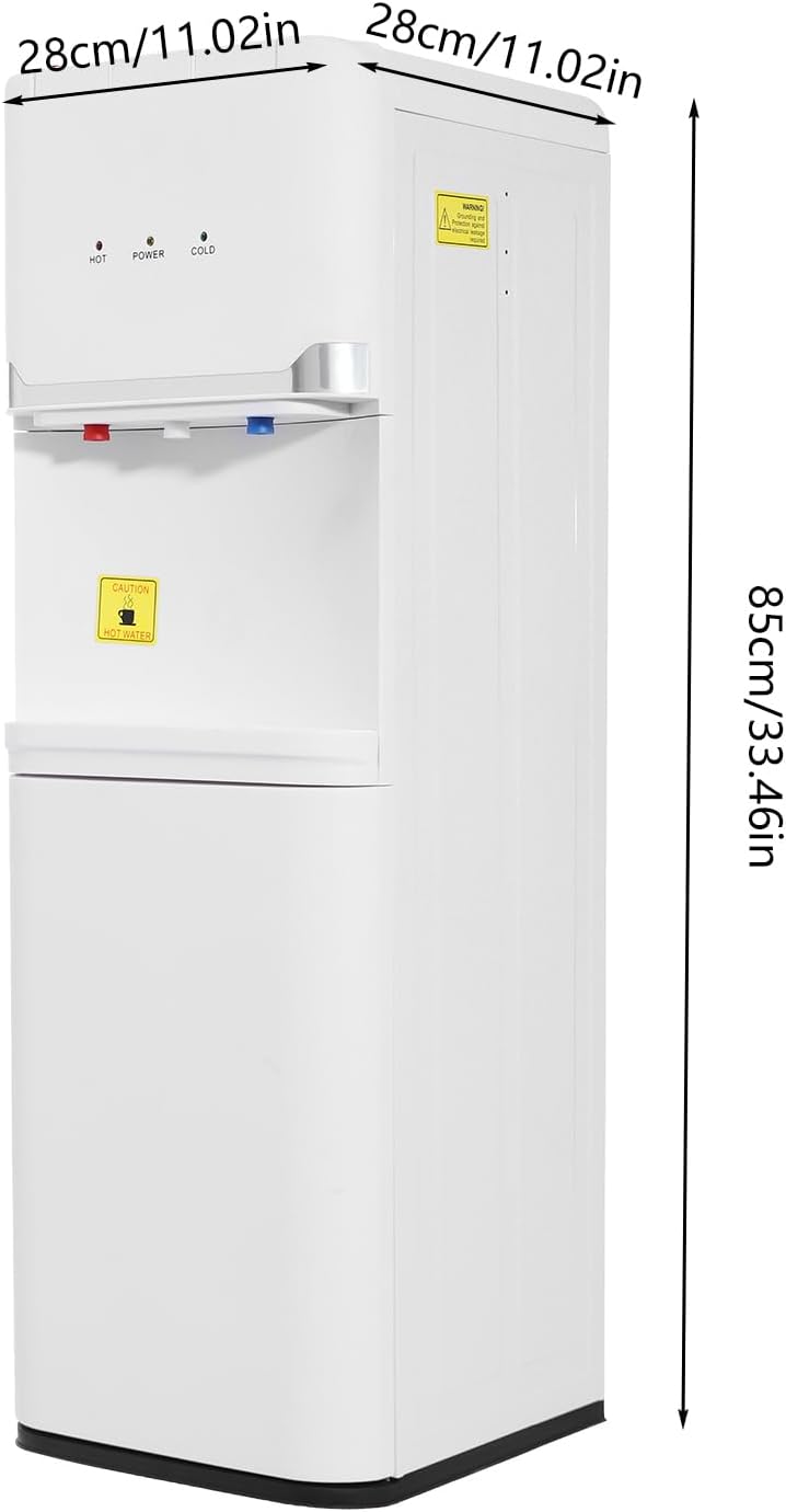 Top Loading Water Cooler Water Dispenser with 3-Temp Hot/Cold/Warm with Child Safety Lock Durable PP Body, Anti-Dry Burn & Energy-Saving Switches for Home Office, White