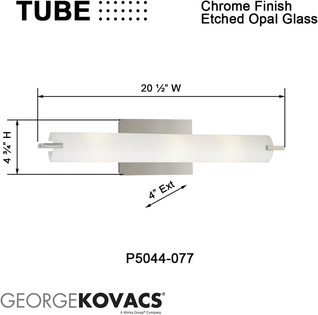 GEORGE KOVACS P5044-077 Tube Vanity Bath Light, 3-Light, 180 Total Watts, 4.75-in H x 20.5-in W, Chrome