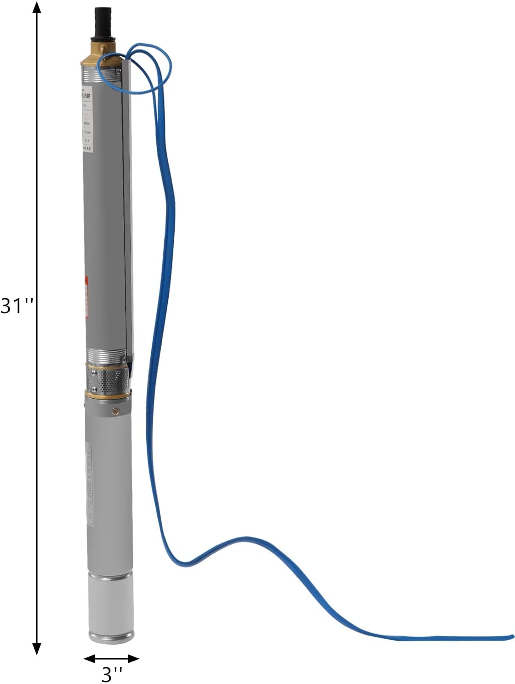 Deep Well Submersible Pump 110V 370W Electric Solar Powered Water Pump | 16 GPM Flow, 216ft Lift, Farm Ranch Irrigation, Bore Hole, 3420 RPM