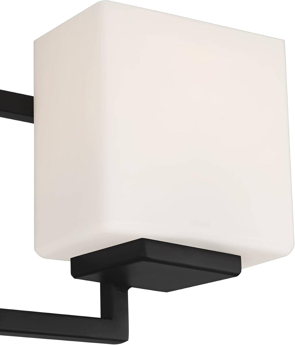 Possini Euro Design Lighting on the Square Modern Wall Mount Light Matte Black Aluminum Hardwired 21' 3-Light Fixture Opal Glass Shade for Bathroom Vanity Mirror House Living Room Home Hallway