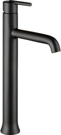 Delta Trinsic Vessel Sink Matte Black Bathroom Faucet 1 Hole, Single Hole Bathroom Sink Faucet for Vanity, Matte Black 759-BL-DST