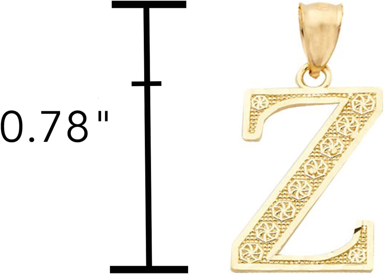 LoveBling 10K Yellow Gold Diamond Cut A to Z Alphabet Initial Letter Charm Necklace Pendant (Small Size)