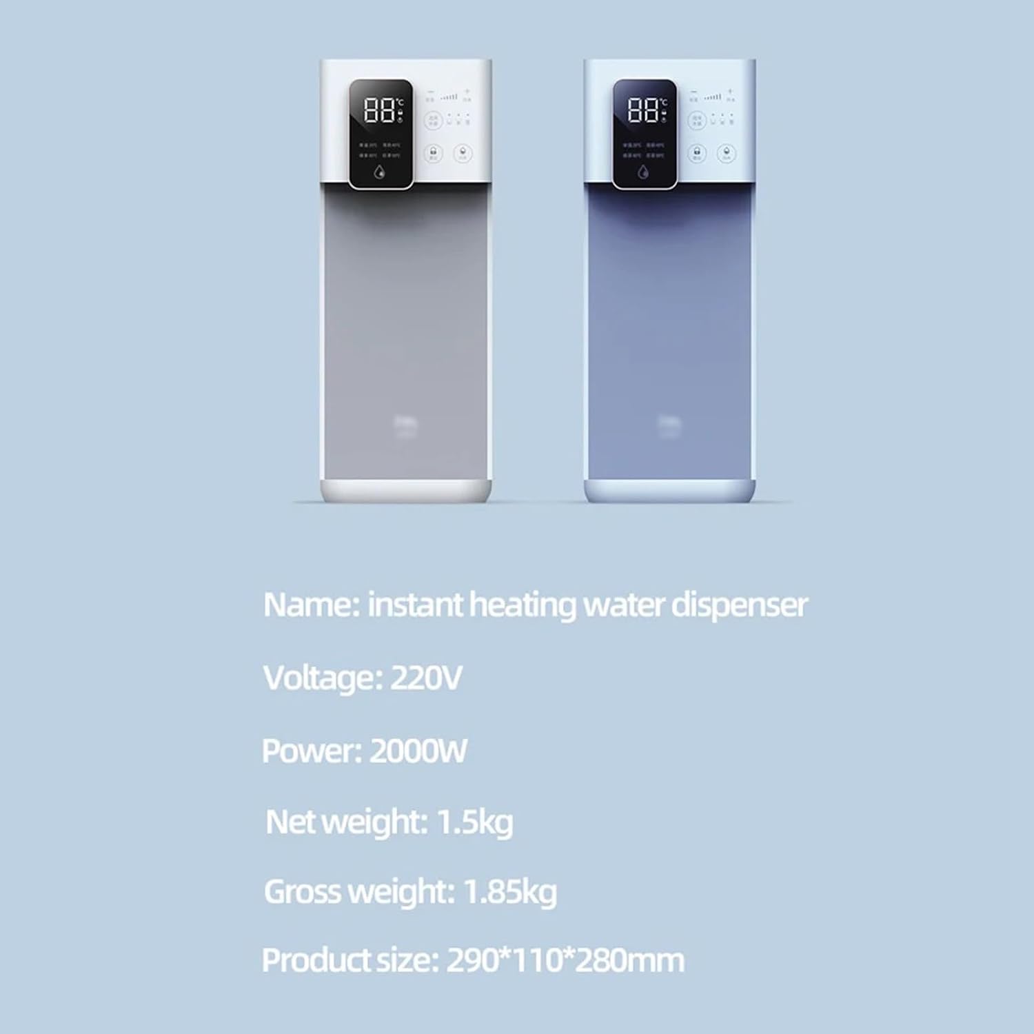 Water Dispenser 3s Instant Heating Water Dispenser Electric Pump 2000W Fast Heat Dispensador Bottle 3L Smart Kettle(White)