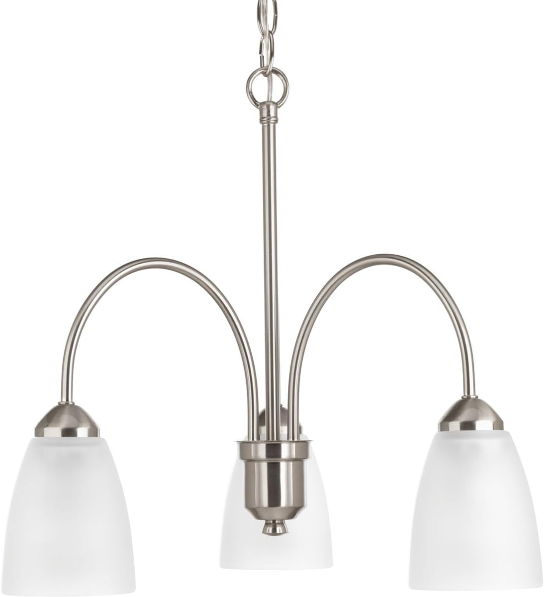 Progress Lighting Gather Collection 3-Light Etched Glass Traditional Chandelier Light Brushed Nickel