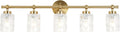 ALICE HOUSE 35-Inch Vanity Lights for Bathroom, Brushed Brass Modern Bathroom Light Fixtures Over Mirror, AL5095-W5