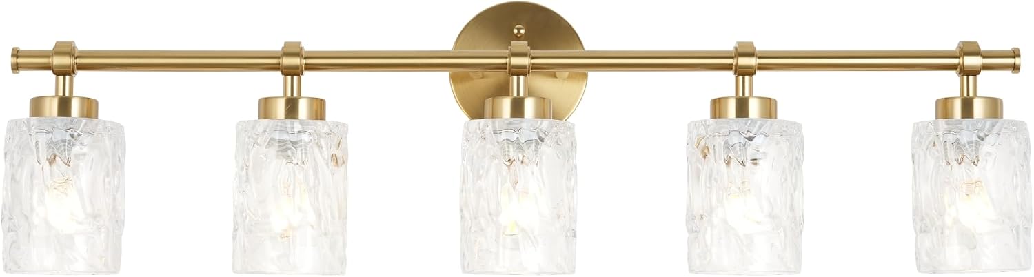 ALICE HOUSE 35-Inch Vanity Lights for Bathroom, Brushed Brass Modern Bathroom Light Fixtures Over Mirror, AL5095-W5