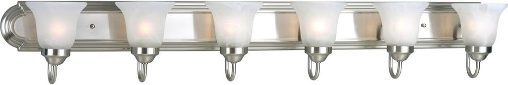 Progress Lighting P3056-09 Alabaster Glass Bath & Vanity, 48-Inch Width x 7-1/4-Inch Height, Nickel