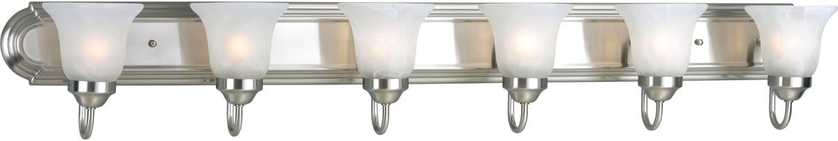 Progress Lighting P3056-09 Alabaster Glass Bath & Vanity, 48-Inch Width x 7-1/4-Inch Height, Nickel