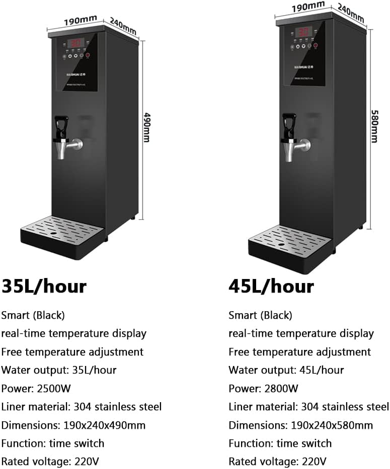 Hotel Bar Water Boiler, Commercial Milk Tea Shop Hot Water Boiler, with Temperature Display Timer Switch, Temperature Adjustable Water Boiler,35L/H