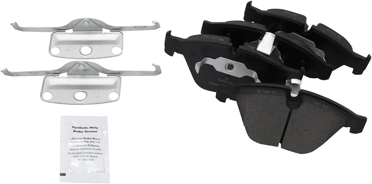TRQ Front Brake Pad and Rotor Set Ceramic G Coated Vented Rotors Wear Sensor Compatible with 2007-2010 BMW 335i 2009-2010 335d 2010-2013 335i xDrive