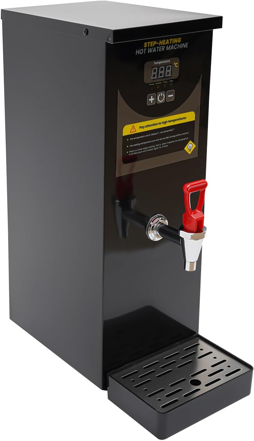 Step-Heating Commercial Hot Water Dispenser Countertop 2000W Fast Ready Water Boiler Machine Automatic 8L Water Boiler for Restaurant, Home, Office (Black)