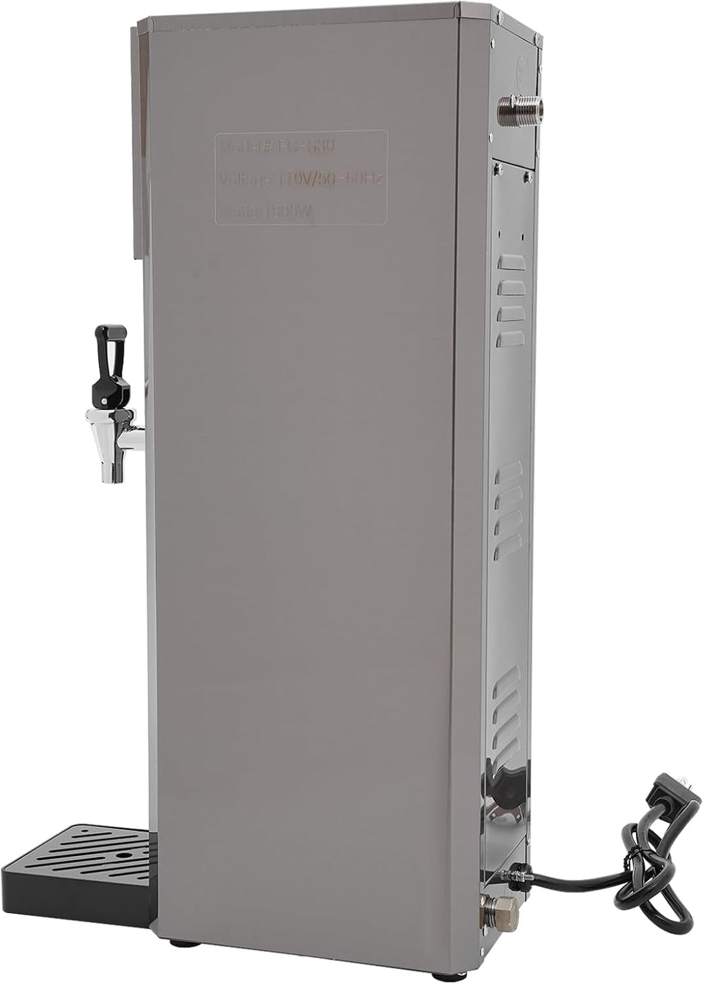 10L Commercial Hot Water Dispenser, 1800W Countertop Electric Water Boiler Stainless Steel Hot Water Dispenser Step-heating With Inlet Pipe (Silver, Temperature Control 104-210.2°F)