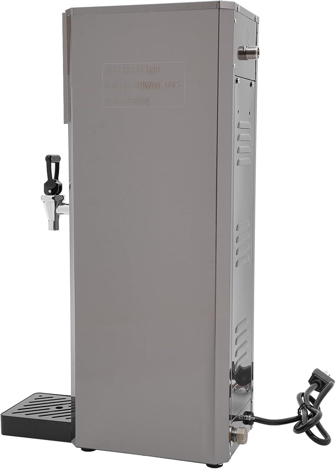 10L Commercial Hot Water Dispenser, 1800W Countertop Electric Water Boiler Stainless Steel Hot Water Dispenser Step-heating With Inlet Pipe (Silver, Temperature Control 104-210.2°F)