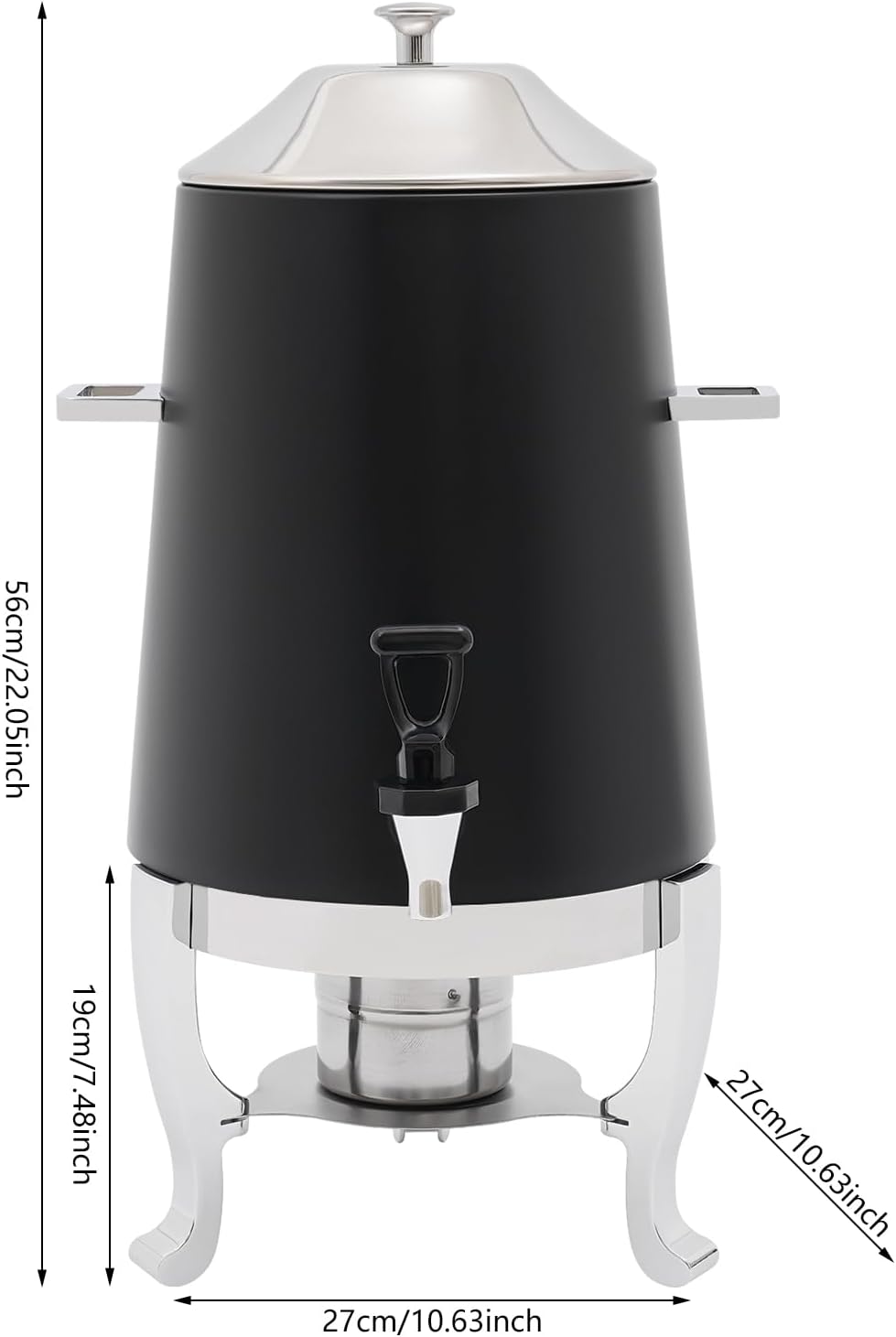 3.43 Gallon / 13L Stainless Steel Beverage Dispenser, Fuel Heating Coffee Urn with Spigot & Fuel Holder, Commercial Hot Water Dispenser Countertop for Milk Coffee Tea Water Juice