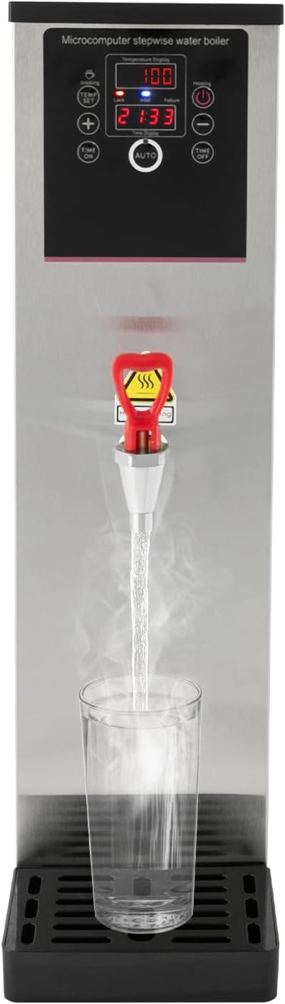 Water Boiler Eletric Commercial Hot Water Dispenser Countertop 15L Silver Automatic 2500W Rapid Heating for Restaurant, Home, Office