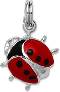 JewelryWeb 925 Sterling Silver Solid Enameled Red Ladybug Charm 12x9mm Wide Pendant Necklace for Women