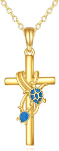 KECHO 14k Real Gold Cross Jewelry Gifts for Mother Grandma Sister Cross Pendant Necklace for Women