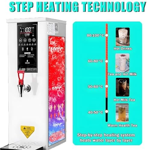 Commercial Hot Water Dispenser - Electric Water Boiler & Warmer with Adjustable 86-212°F Temperature Control - Step-Heating Countertop Hot Water Machine in Black