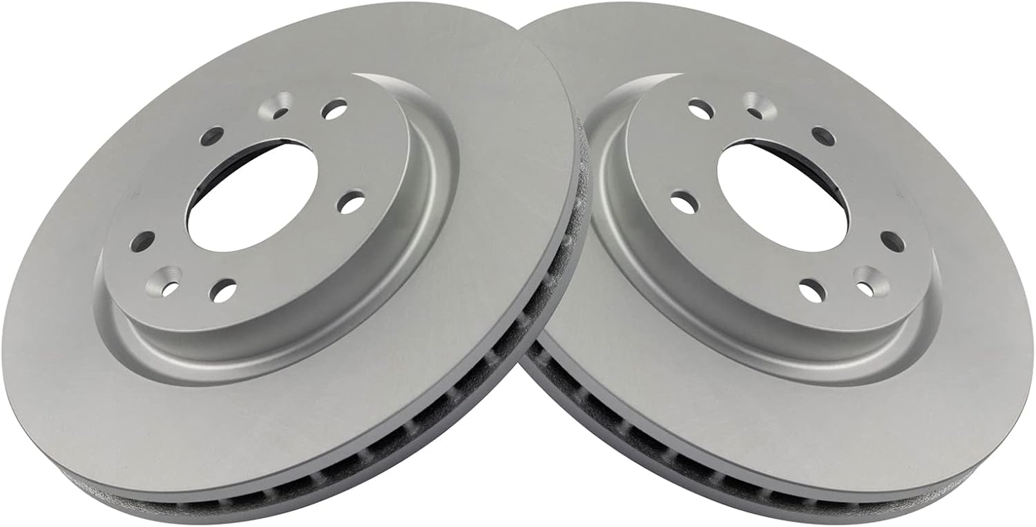 TRQ Front Brake Pad and Rotor Set Ceramic G Coated Vented Rotors Compatible with 2014-2017 Nissan LEAF