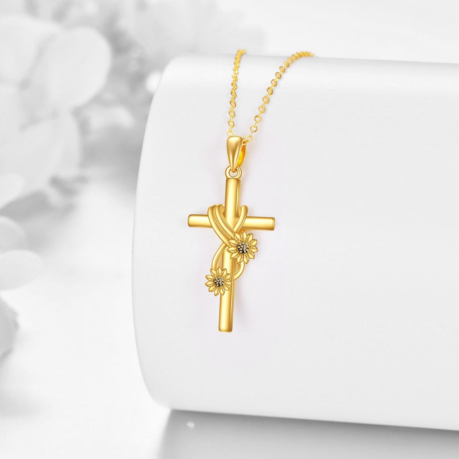 KECHO 14k Real Gold Cross Jewelry Gifts for Mother Grandma Sister Cross Pendant Necklace for Women