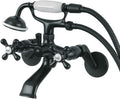 Kingston Brass KS266MB Kingston Wall Mount Clawfoot Tub Faucet with Hand Shower, Matte Black
