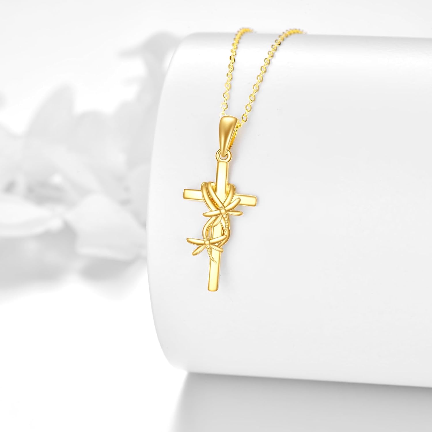 KECHO 14k Real Gold Cross Jewelry Gifts for Mother Grandma Sister Cross Pendant Necklace for Women
