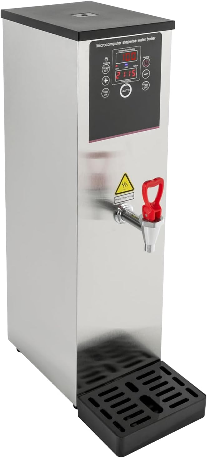 Step-Heating Commercial Hot Water Dispenser Countertop 2500W Fast Ready Water Boiler Machine Automatic 15L Water Boiler for Restaurant, Home, Office(15L,Silver)