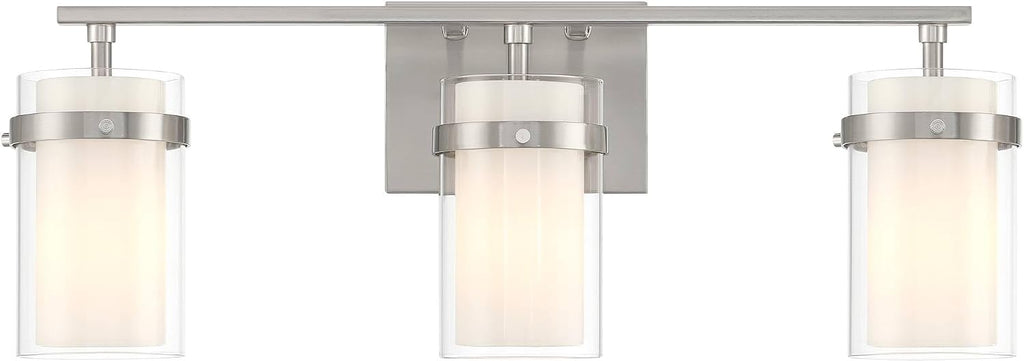 Possini Euro Design Kazran Modern Wall Light Brushed Nickel Slender Hardwire 21 1/4' 3-Light Fixture Frosted White Glass Shade for Bedroom Bathroom Bedside Vanity Living Room Mirror Hallway Dining