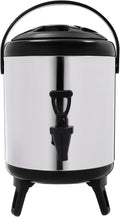 Hot Water Dispenser, 6L Thermal Bucket, Stainless Steel Insulated Beverage Dispenser, Coffee Urn Kettle Boiler Warmer For Outdoor Picnics, Travels, Cafes, Buffets(Black+silver)
