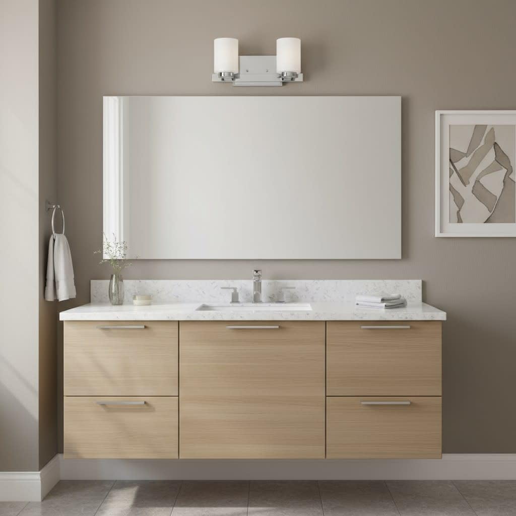 Hinkley Miley Small Two Light Bathroom Vanity Fixture, Cased Opal Glass Shades, Transitional, Chrome