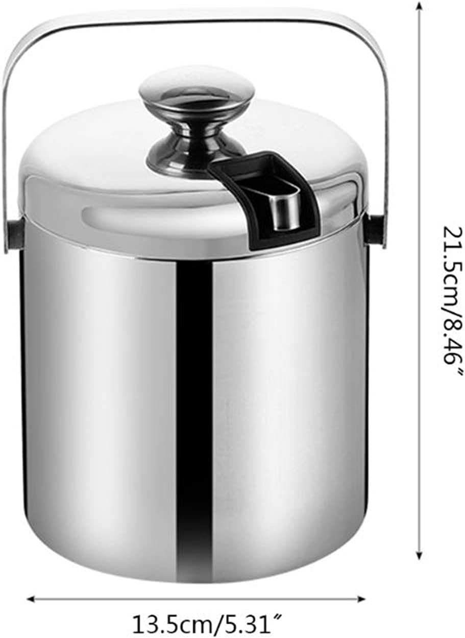 Ice Buckets Ice Buckets - Ice Buckets for Parties, Double-Wall Stainless Steel Insulated Chilling Ice Bucket with Lid Tong Handle Insulated Ice Bucket