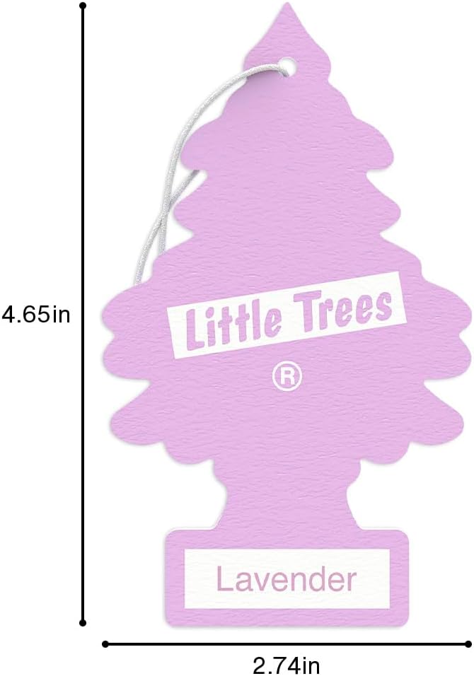 LITTLE TREES Air Fresheners Car Air Freshener. Hanging Tree Provides Long Lasting Scent for Auto or Home. Lavender, 24 Airs Fresheners (Pack of 6)