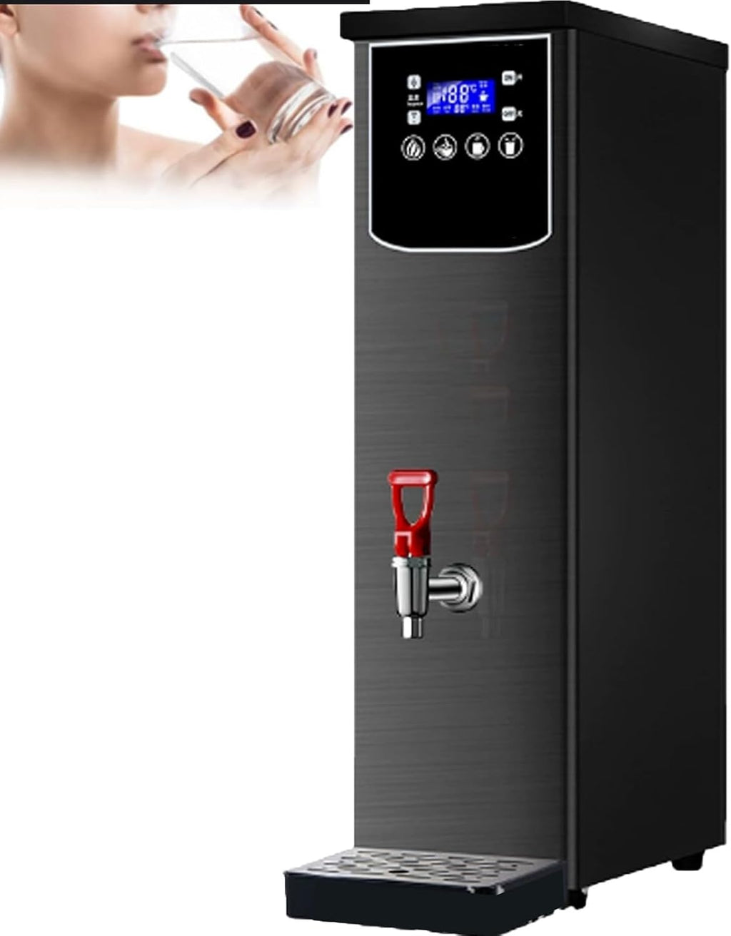 Step-Heating Electric Water Boiler Hot Water Machine with Drip Tray, Large Instant Hot Water Dispenser, for Homes Caterers Restaurants Offices Black