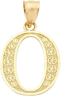 LoveBling 10K Yellow Gold Diamond Cut A to Z Alphabet Initial Letter Charm Necklace Pendant (Small Size)