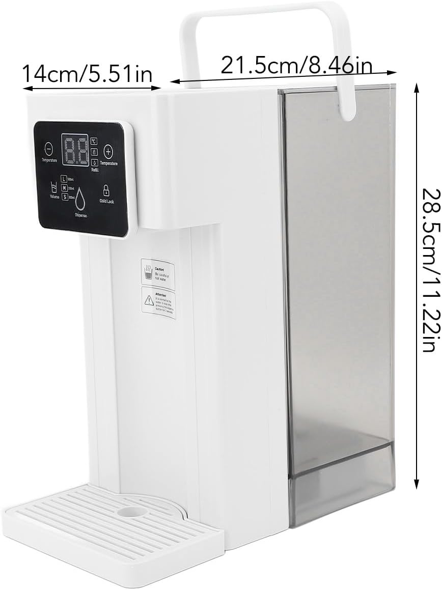 3 Second Rapid Heating, 7 Temperatures 3L Capacity Quick Hot Water Dispenser for Countertop Desktop with Self (US Plug 110V)(White)