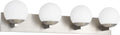Bathroom Vanity Light Fixtures, 4-Light Globe Bathroom Lighting Fixtures Over Mirror, Modern Wall Lights for Living Room, Long Backplate, Standard E26 Base, Brushed Nickel