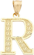 LoveBling 10K Yellow Gold Diamond Cut A to Z Alphabet Initial Letter Charm Necklace Pendant (Small Size)