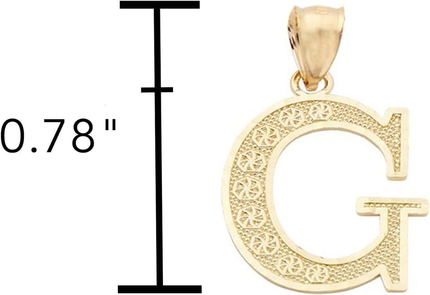 LoveBling 10K Yellow Gold Diamond Cut A to Z Alphabet Initial Letter Charm Necklace Pendant (Small Size)