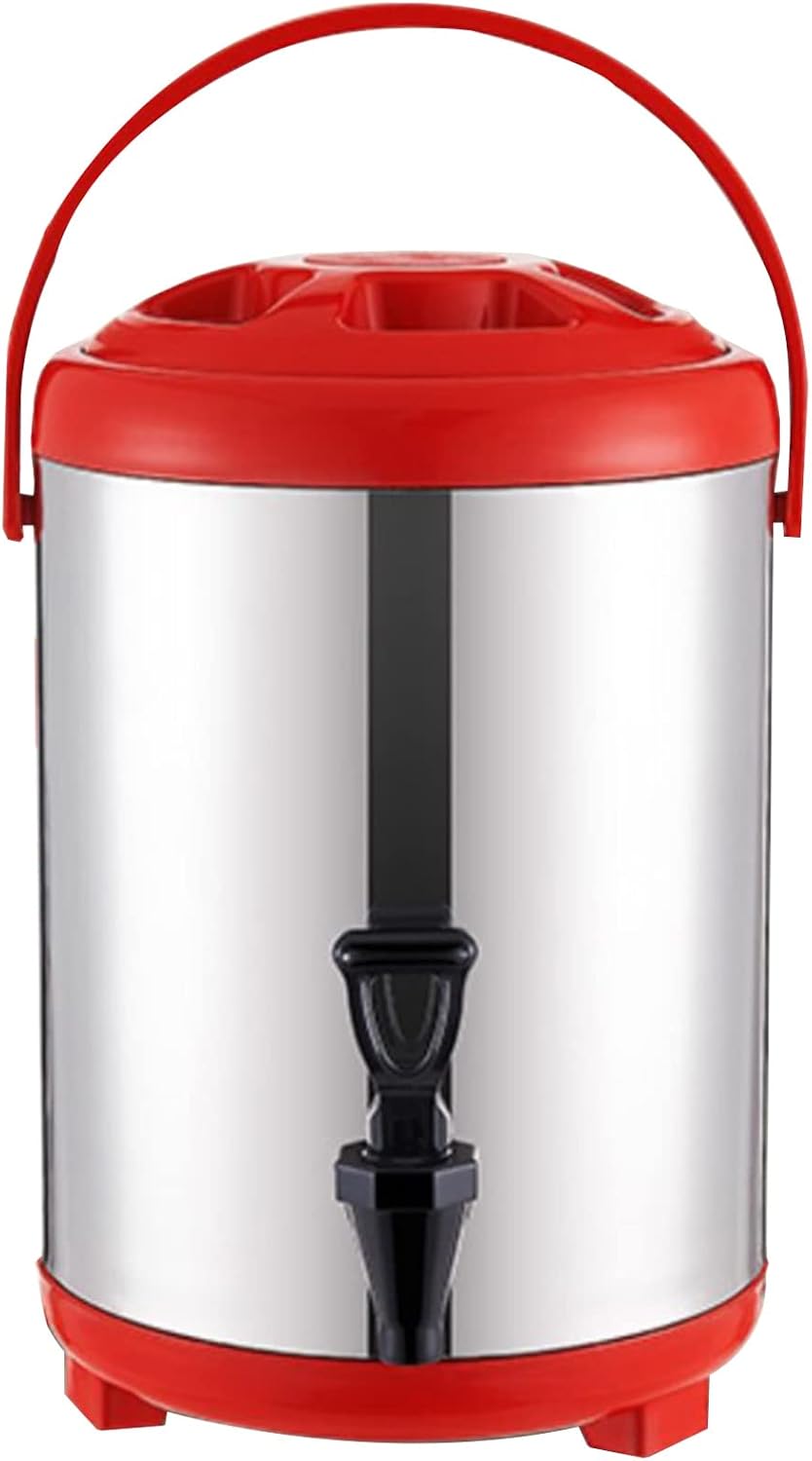 Commercial Hot Water Bucket, Stainless Steel Insulated Barrel Insulation Container Milk Tea Barrel for Milk Tea Hot Water Kitchen for Home (Silver 6L)