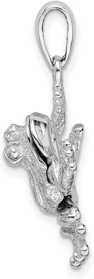 JewelryWeb 20.5mm 925 Sterling Silver Rhodium Plated Polished Bug Eyed Frog Pendant Necklace Pendant for Women