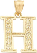 LoveBling 10K Yellow Gold Diamond Cut A to Z Alphabet Initial Letter Charm Necklace Pendant (Small Size)