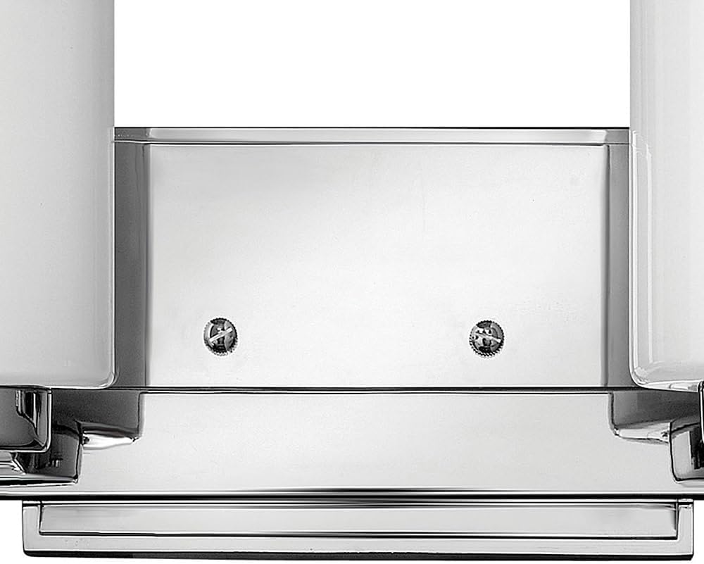 Hinkley Miley Small Two Light Bathroom Vanity Fixture, Cased Opal Glass Shades, Transitional, Chrome
