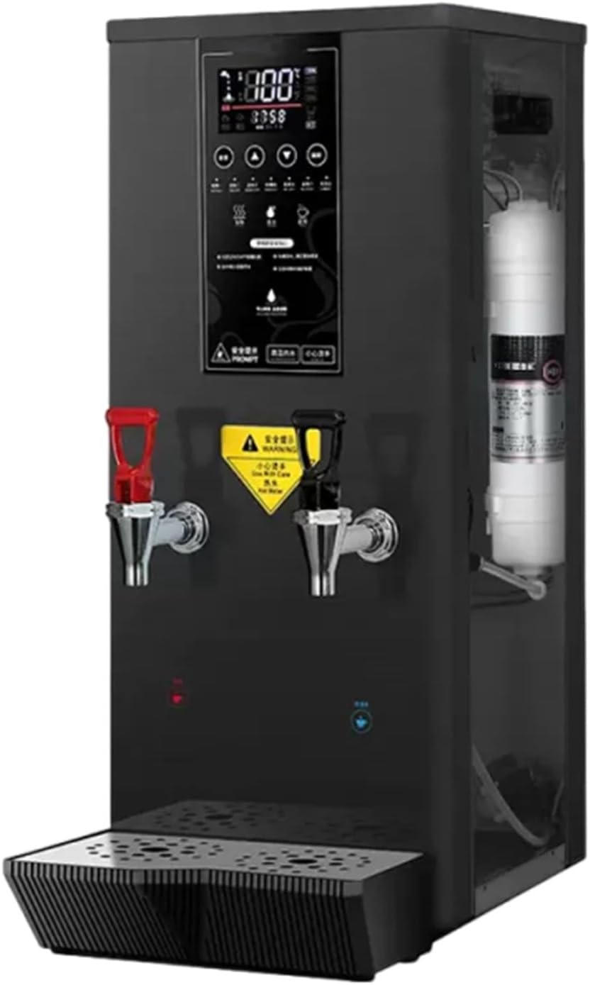45l Commercial Hot Water Dispenser, Stainless Steel, with LCD Display, Adjustable Time and Temperature, Automatic Water Supply, Suitable for Cafes and Dessert Shops,Black-220V