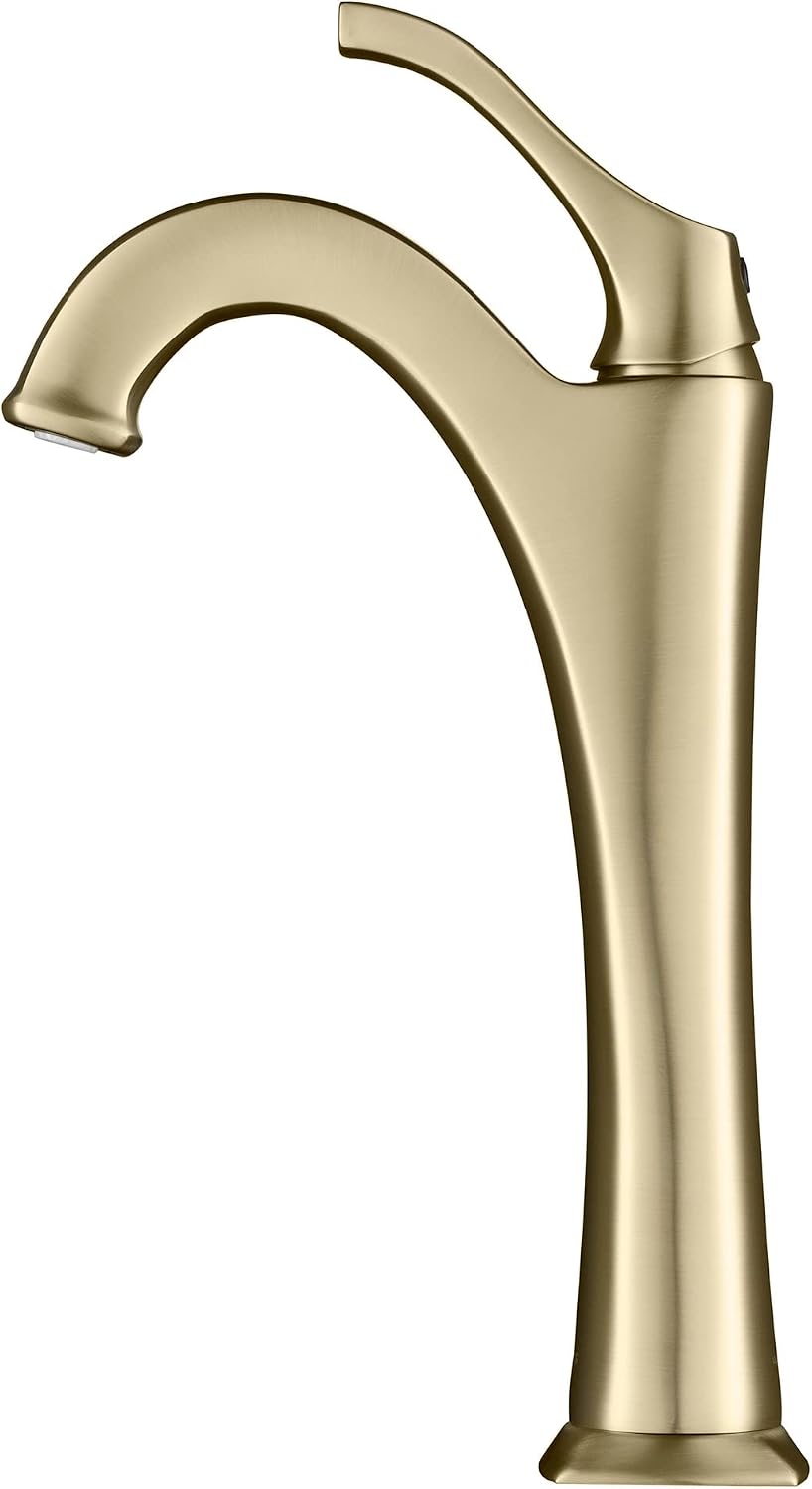 KRAUS KVF-1200BG Arlo™ Brushed Gold Tall Vessel Bathroom Faucet with Pop-Up Drain